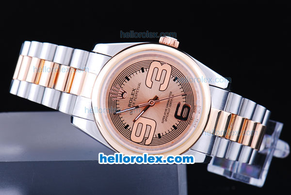Rolex Air-King Oyster Perpetual Automatic Steel Case with Rose Gold Dial and Two Tone Strap - Click Image to Close
